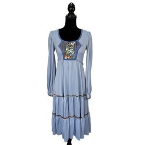 Vintage Jody T 70s Blue Prairie Dress - Women's Size 7